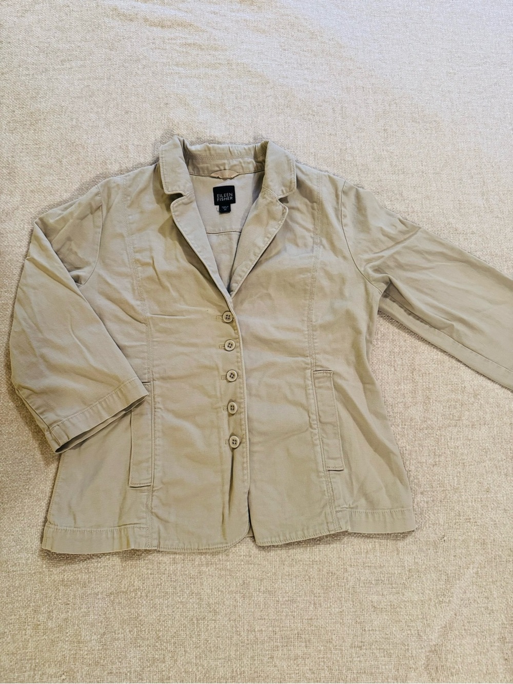 Eileen Fisher Organic Cotton Stretch Khaki Jacket XS